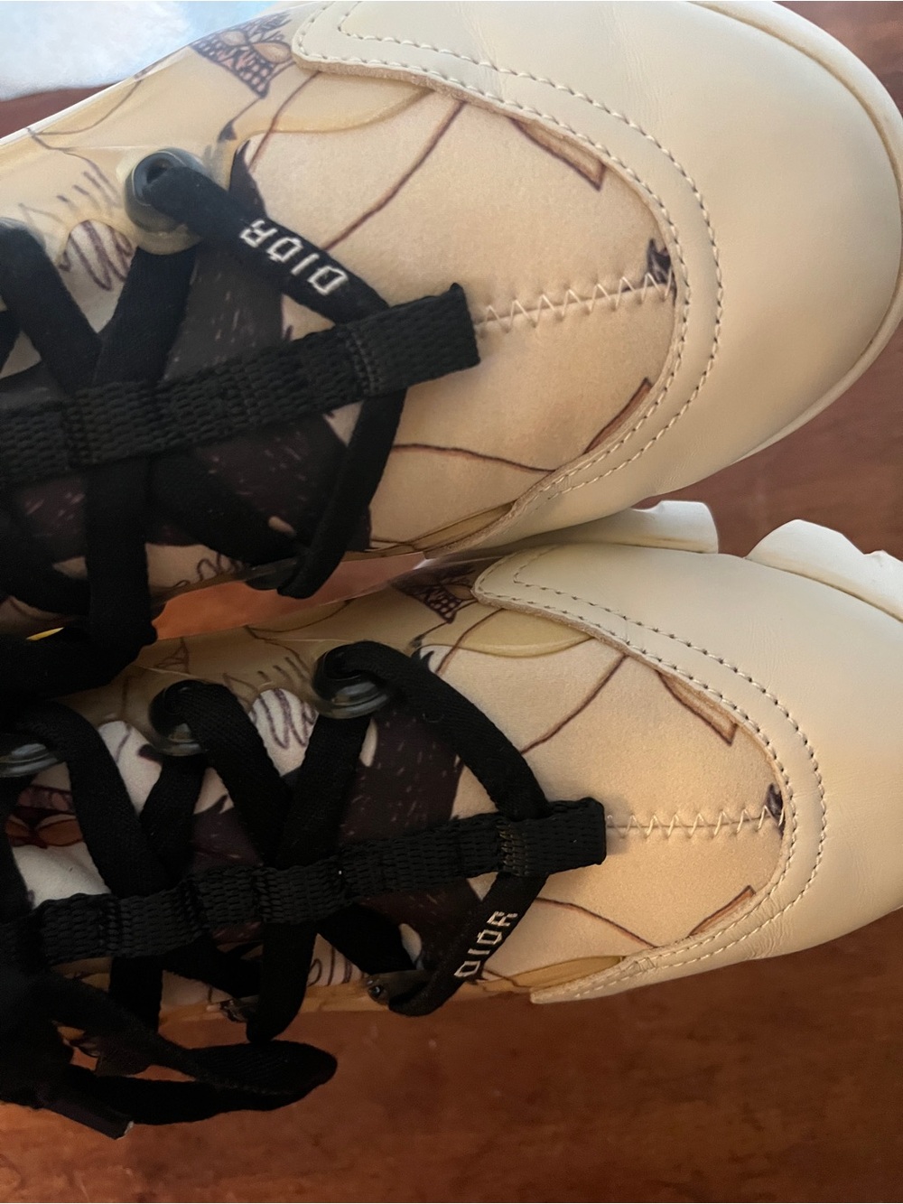 Dior d Connect Cream and Black Sneakers with Yellow Accent - Picture 3 of 11